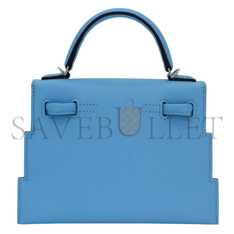 H**mes master kelly doll picto celeste epsom leather palladium hardware (18*15*6cm)
